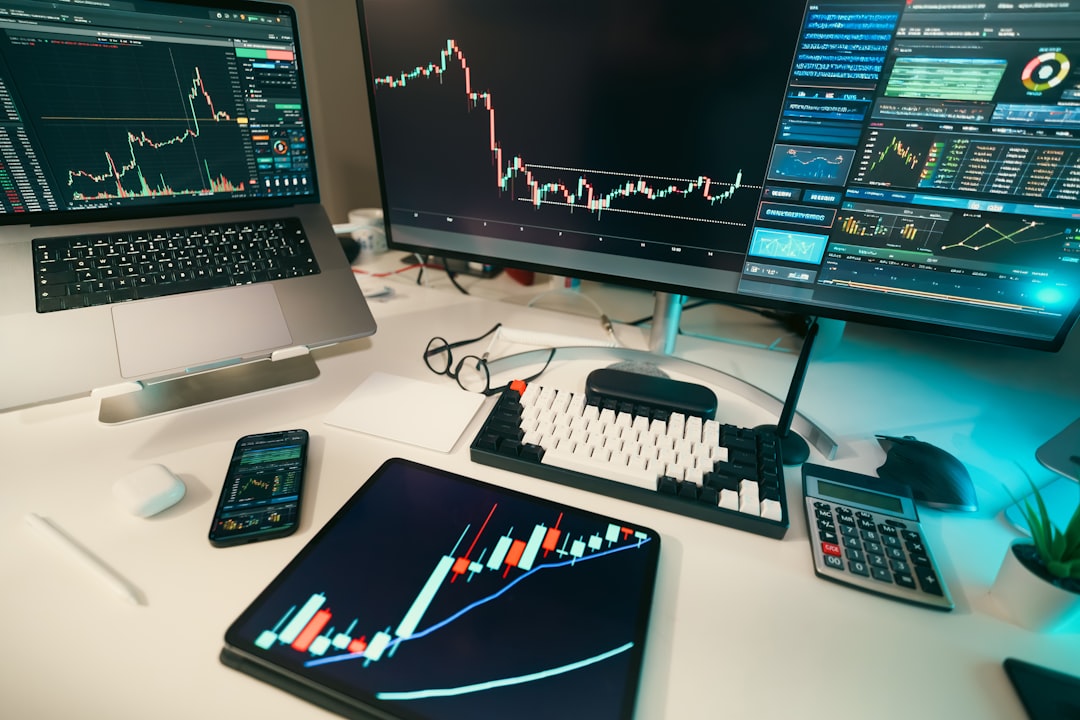 services-bg Cryptocurrency or stock market analysis workspace with candlestick charts